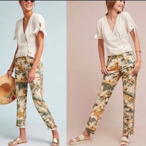 Anthropologie Chino Relaxed Tropical Bird Pants